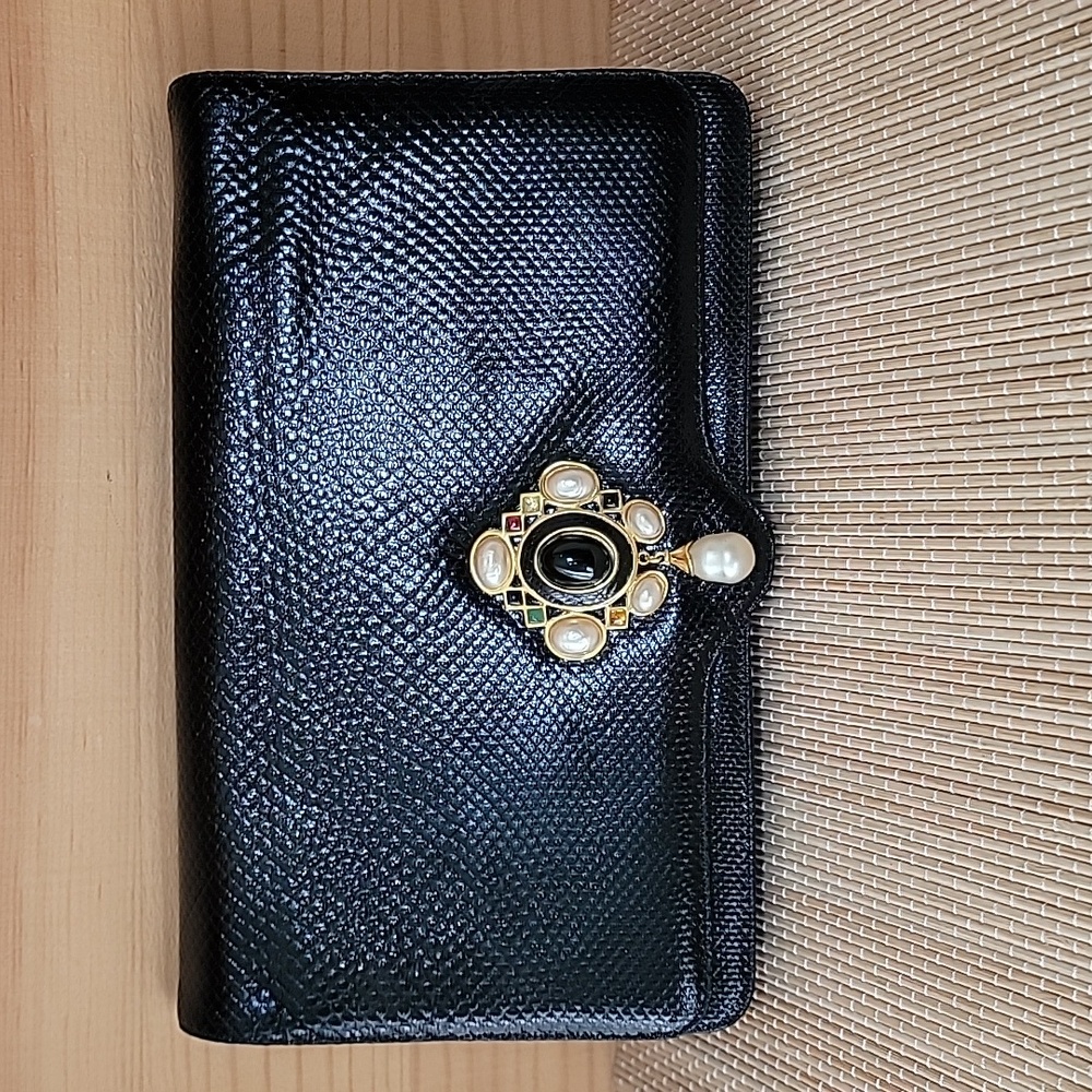 Judith Leiber Lizard Pearl Multi Color Gemstone Convertable Envelope Clutch